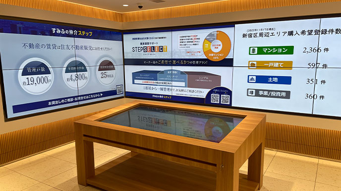 ベイサイドタワー晴海の店頭パネル＆デジタルサイネージ